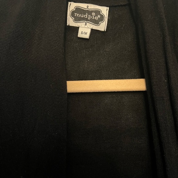 Mud Pie Black Long Open Front Cardigan - Picture 3 of 3